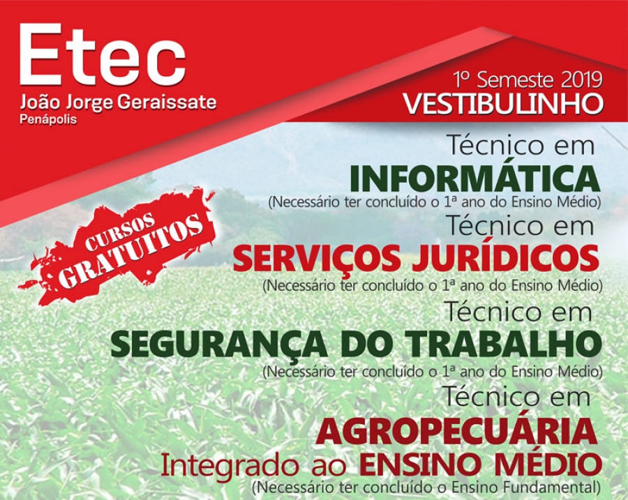 VEM AI O VESTIBULINHO ETEC 1º SEMESTRE / 2019